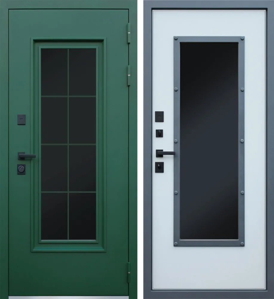 Фото Дверь Олимп с Окном и Английской Решеткой Терморазрыв 3К DIS007262